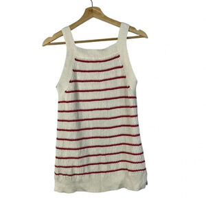 Gap White & Red Stripe Knit Square Neck Sleeveless Sweater Tank Top XS